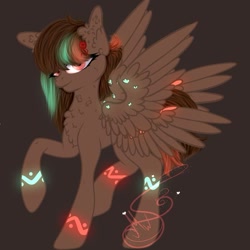 Size: 807x807 | Tagged: safe, artist:nel_liddell, oc, oc only, pony, brown background, chest fluff, ear fluff, raised hoof, simple background, solo, tattoo