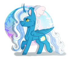Size: 1280x1024 | Tagged: safe, artist:karperstein, oc, oc:fleurbelle, alicorn, pony, adorabelle, alicorn oc, bow, cheek fluff, chest fluff, cute, female, hair bow, horn, mare, simple background, smiling, transparent background, trotting, wingding eyes, wings, yellow eyes