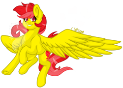 Size: 1505x1080 | Tagged: safe, artist:silentwolf-oficial, oc, oc only, pegasus, pony, flying, signature, simple background, smiling, solo, transparent background, underhoof, watermark