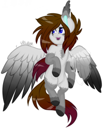 Size: 1080x1342 | Tagged: safe, artist:silentwolf-oficial, oc, oc only, pegasus, pony, colored hooves, ear fluff, flying, open mouth, pegasus oc, signature, simple background, solo, transparent background, wings