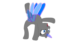 Size: 1920x1080 | Tagged: safe, artist:intfighter, oc, oc only, alicorn, pony, alicorn oc, backflip, bald, base, eyelashes, horn, open mouth, simple background, solo, transparent background, two toned wings, wings