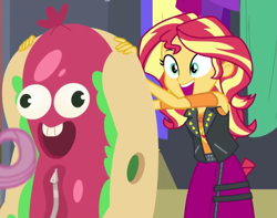Size: 711x559 | Tagged: safe, screencap, sunset shimmer, costume conundrum, costume conundrum: sunset shimmer, equestria girls, g4, my little pony equestria girls: better together, cropped, female, geode of empathy, hot dog costume, magical geodes