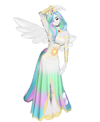 Size: 293x356 | Tagged: safe, artist:monstermaster13, princess celestia, anthro, g4, 3d, female, simple background, solo, stretching, transparent background