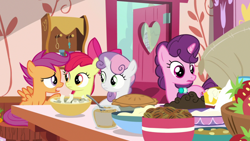 Size: 1920x1080 | Tagged: safe, screencap, apple bloom, scootaloo, sugar belle, sweetie belle, g4, the big mac question, cutie mark crusaders