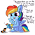 Size: 4110x4110 | Tagged: safe, artist:tjpones, rainbow dash, pegasus, pony, comic:fillies, g4, cute, dashabetes, dialogue, doll, editorial cutie mark, female, filly, filly rainbow dash, hoof hold, playing, simple background, sitting, solo, tjpones is trying to murder us, tooth gap, toy, trophy, um, white background, younger