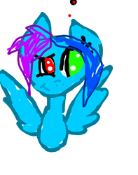 Size: 768x976 | Tagged: safe, artist:pawstheartest, oc, oc only, pegasus, pony, bust, heterochromia, pegasus oc, simple background, smiling, solo, white background, wings