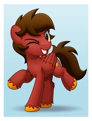 Size: 800x1052 | Tagged: safe, artist:jhayarr23, oc, oc only, pegasus, pony, male, one eye closed, solo, stallion, wink