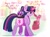 Size: 1800x1328 | Tagged: safe, artist:riukime, twilight sparkle, oc, oc:jinx, alicorn, draconequus, hybrid, pony, g4, baby, bag, checklist, commission, female, filly, interspecies offspring, levitation, magic, mama twilight, mother and child, mother and daughter, next generation, offspring, open mouth, paper bag, parent:discord, parent:twilight sparkle, parents:discolight, quill, saddle bag, scroll, telekinesis, twilight sparkle (alicorn)