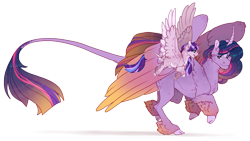 Size: 1920x1080 | Tagged: safe, artist:seffiron, twilight sparkle, oc, oc:starstruck, alicorn, pegasus, pony, g4, cloven hooves, female, filly, offspring, parent:flash sentry, parent:twilight sparkle, parents:flashlight, simple background, transparent background, twilight sparkle (alicorn), unshorn fetlocks