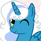 Size: 145x145 | Tagged: safe, alternate version, artist:adoptiverse, oc, oc:fleurbelle, alicorn, pony, adorabelle, alicorn oc, bow, cute, female, hair bow, horn, mare, simple background, smiling, transparent background, wingding eyes, wings, yellow eyes