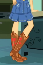Size: 304x459 | Tagged: safe, applejack, equestria girls, g4, boots, clothes, cowboy boots, denim skirt, happily ever after party: applejack, legs, pictures of legs, shoes, skirt