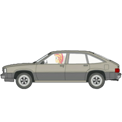 Size: 768x768 | Tagged: safe, artist:thatradhedgehog, sunset shimmer, equestria girls, g4, car, chevrolet, chevrolet citation, driving, female, png, simple background, solo, transparent background