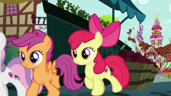 Size: 1920x1080 | Tagged: safe, screencap, apple bloom, scootaloo, sweetie belle, g4, the big mac question, cutie mark, cutie mark crusaders, the cmc's cutie marks