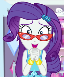 Size: 582x697 | Tagged: safe, screencap, rarity, costume conundrum, costume conundrum: rarity, equestria girls, g4, my little pony equestria girls: better together, bracelet, cropped, female, glasses, jewelry, rarity's glasses, solo