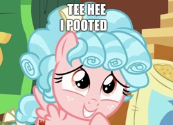 Size: 640x460 | Tagged: safe, edit, edited screencap, screencap, cozy glow, pegasus, pony, g4, marks for effort, caption, cozybetes, cute, fart joke, female, filly, image macro, implied farting, meme, solo, text, toilet humor