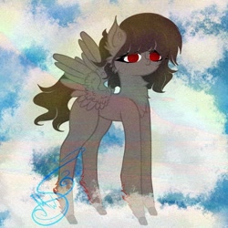 Size: 852x852 | Tagged: safe, artist:nel_liddell, oc, oc only, pegasus, pony, chest fluff, cloud, pegasus oc, signature, solo, wings