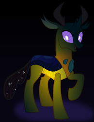 Size: 2800x3600 | Tagged: safe, artist:byteslice, pharynx, changedling, changeling, g4, .svg available, fluorescent, happy, high res, male, prince pharynx, raised hoof, smiling, solo, svg, vector