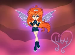 Size: 1280x930 | Tagged: safe, artist:kova360, artist:lumi-infinite64, fairy, equestria girls, g4, barely eqg related, base used, bloom (winx club), clothes, crossover, crown, dark bloom, equestria girls style, equestria girls-ified, fairy wings, female, flying, jewelry, magic winx, regalia, shoes, solo, sparkly wings, wings, winx, winx club