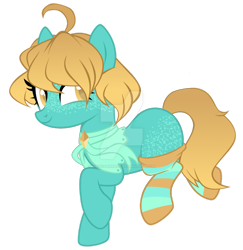 Size: 1280x1316 | Tagged: safe, artist:magicdarkart, oc, oc only, earth pony, pony, clothes, deviantart watermark, female, mare, obtrusive watermark, simple background, socks, solo, striped socks, transparent background, watermark