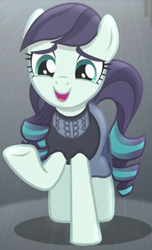 Size: 682x1125 | Tagged: safe, screencap, coloratura, earth pony, pony, g4, the mane attraction, cropped, female, mare, raised hoof, smiling, solo