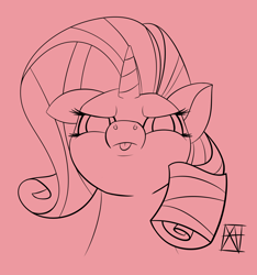 Size: 2480x2651 | Tagged: safe, artist:naen, rarity, pony, unicorn, g4, :p, angry, cute, female, high res, lineart, looking at you, mare, minimalist, modern art, pink background, raribetes, simple background, solo, tongue out