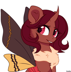 Size: 2908x2980 | Tagged: safe, artist:kawaiizhele, oc, oc only, oc:flechette, changeling, moth, mothling, original species, female, high res, holeless, mare, red changeling, simple background, solo, transparent background