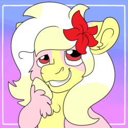 Size: 700x700 | Tagged: safe, artist:euspuche, oc, oc:carmen garcía, earth pony, pony, animated, bouncing, flower, flower in hair, gif, looking at you, smiling