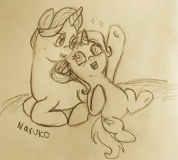 Size: 3339x3000 | Tagged: safe, artist:wrath-marionphauna, derpibooru exclusive, starlight glimmer, trixie, g4, chatting, description is relevant, high res, lying down, pencil drawing, requested art, sketch, traditional art