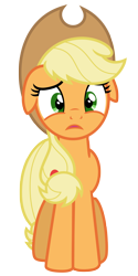 Size: 3251x6500 | Tagged: safe, artist:estories, applejack, pony, g4, absurd resolution, female, floppy ears, hat, look of betrayal, simple background, solo, transparent background, vector