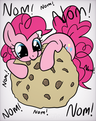 Size: 1536x1928 | Tagged: safe, artist:sjart117, pinkie pie, earth pony, pony, g4, big eyes, cookie, cute, diapinkes, female, food, giant food, mare, nom, silly, solo