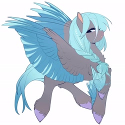 Size: 2048x2048 | Tagged: safe, artist:amo, oc, oc only, pegasus, pony, high res, raised hoof, simple background, solo, unshorn fetlocks, white background