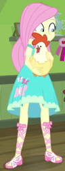 Size: 212x550 | Tagged: safe, screencap, fluttershy, bird, chicken, costume conundrum, costume conundrum: applejack, equestria girls, g4, my little pony equestria girls: better together, cropped, female