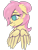 Size: 1150x1500 | Tagged: safe, artist:rhythmpixel, fluttershy, pegasus, pony, g4, alternate hairstyle, bust, chest fluff, female, floppy ears, hair over one eye, looking away, looking down, mare, no pupils, portrait, simple background, smiling, solo, transparent background, wings