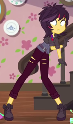 Size: 267x454 | Tagged: safe, screencap, sunset shimmer, costume conundrum, costume conundrum: applejack, equestria girls, g4, my little pony equestria girls: better together, converse, cropped, female, shoes, shrunken pupils, solo, vampire shimmer