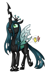 Size: 666x974 | Tagged: safe, artist:vodkamewtwoni, derpibooru exclusive, queen chrysalis, changeling, changeling queen, pony, g4, bladder gauge, commission, desperation, female, lip bite, need to pee, omorashi, potty emergency, potty time, solo