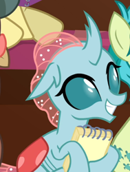 Size: 576x760 | Tagged: safe, screencap, ocellus, sandbar, changedling, changeling, g4, the end in friend, cropped, cute, diaocelles, excited, female, notepad, sitting, smiling, solo focus, teeth