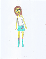 Size: 1700x2200 | Tagged: safe, artist:justinandrew1984, fluttershy, equestria girls, g4, clothes, female, natural hair color, solo, traditional art