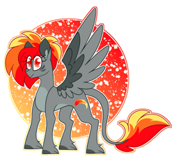 Size: 2933x2753 | Tagged: safe, artist:crazysketch101, oc, oc only, oc:cinder burnside, pegasus, pony, circle background, high res, simple background, solo, white background