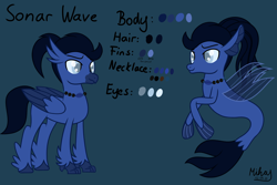 Size: 12000x8000 | Tagged: safe, artist:mihay, oc, oc:sonar wave, hippogriff, seapony (g4), blind, commission, reference sheet, simple background