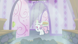 Size: 1920x1080 | Tagged: safe, screencap, sweetie belle, pony, g4, the big mac question, female, food, pie, solo