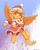 Size: 1600x2000 | Tagged: safe, artist:symbianl, oc, oc only, oc:oulie mareota, pegasus, pony, g4, christmas, clothes, female, flying, hat, holiday, looking at you, mare, santa hat, scarf, smiling, solo, spread wings, wings