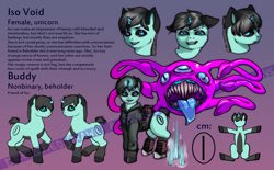 Size: 1860x1150 | Tagged: safe, artist:leastways, oc, oc only, oc:iso, beholder, pony, unicorn, female, horn, reference sheet, unicorn oc