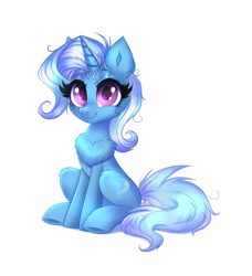 Size: 2184x2400 | Tagged: safe, artist:confetticakez, trixie, pony, unicorn, g4, cheek fluff, chest fluff, cute, diatrixes, ear fluff, female, high res, leg fluff, looking at you, mare, sitting, smiling, solo