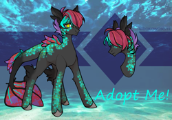 Size: 1297x902 | Tagged: safe, artist:inkynotebook, oc, oc only, earth pony, pony, base used, bust, earth pony oc, fish tail