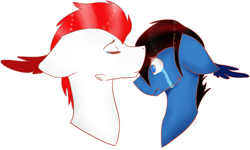 Size: 2221x1337 | Tagged: safe, artist:toptian, oc, oc only, earth pony, pony, bust, crying, duo, earth pony oc, eyes closed, male, simple background, stallion, white background
