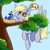 Size: 4000x4000 | Tagged: safe, artist:witchtaunter, derpy hooves, bird, pegasus, pony, g4, absurd resolution, background pony, birb, dialogue, ear fluff, female, flying, mare, nest, open mouth, solo, tree, tree branch