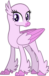 Size: 1169x1789 | Tagged: safe, artist:pegasski, silverstream, classical hippogriff, hippogriff, g4, the hearth's warming club, bald, base, eyelashes, female, hairless, no tail, simple background, smiling, solo, transparent background, two toned wings, wings