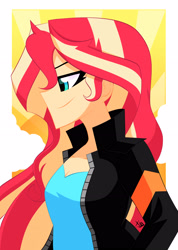Size: 2322x3264 | Tagged: safe, artist:xan-gelx, sunset shimmer, equestria girls, g4, breasts, cleavage, female, high res, profile, solo