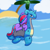 Size: 1200x1200 | Tagged: safe, artist:morrigun, oc, oc only, lapras, pony, unicorn, cute, eyes closed, island, ocean, palm tree, pokémon, sleeping, tree