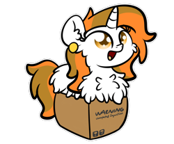 Size: 3250x2688 | Tagged: safe, artist:php142, part of a set, oc, oc only, oc:aurora shinespark, pony, unicorn, box, chest fluff, commission, cute, female, fluffy, high res, if i fits i sits, mare, monty python, pony in a box, reference, simple background, solo, spanish inquisition, transparent background, ych result